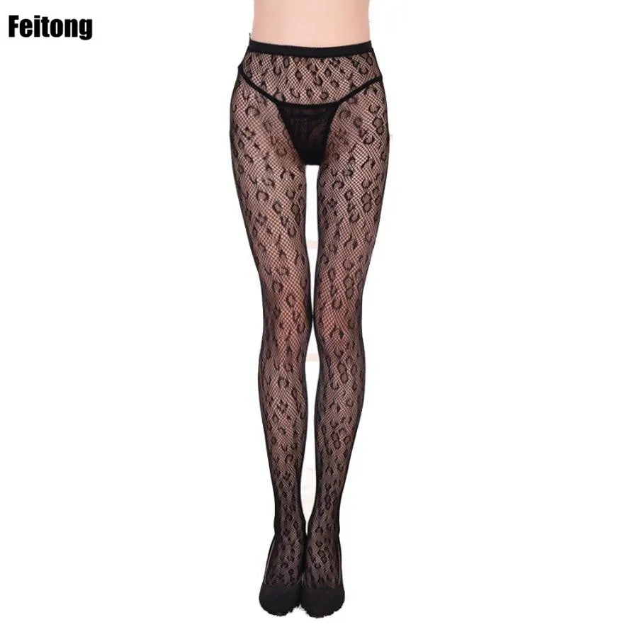 Feitong Leopard Stockings Sexy Woman Sexy Girls Lacenet Mesh Knee High Stocking Tights Pantyhose Medias De Compresion#121 SM6