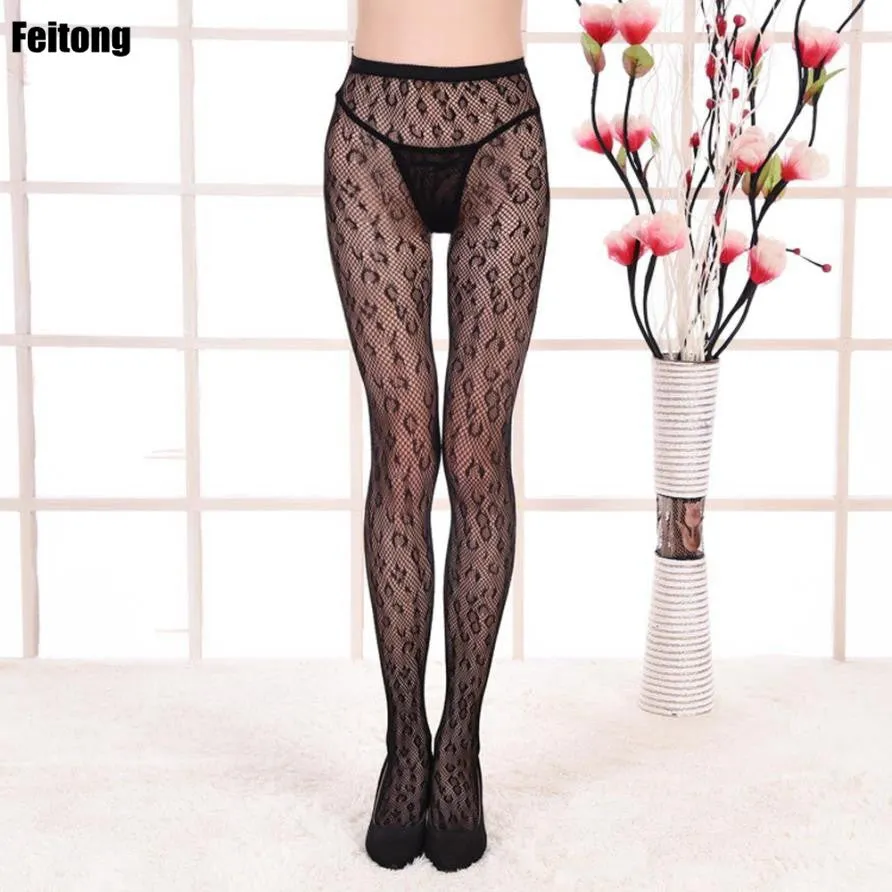 Feitong Leopard Stockings Sexy Woman Sexy Girls Lacenet Mesh Knee High Stocking Tights Pantyhose Medias De Compresion#121 SM6