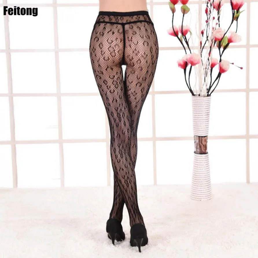 Feitong Leopard Stockings Sexy Woman Sexy Girls Lacenet Mesh Knee High Stocking Tights Pantyhose Medias De Compresion#121 SM6