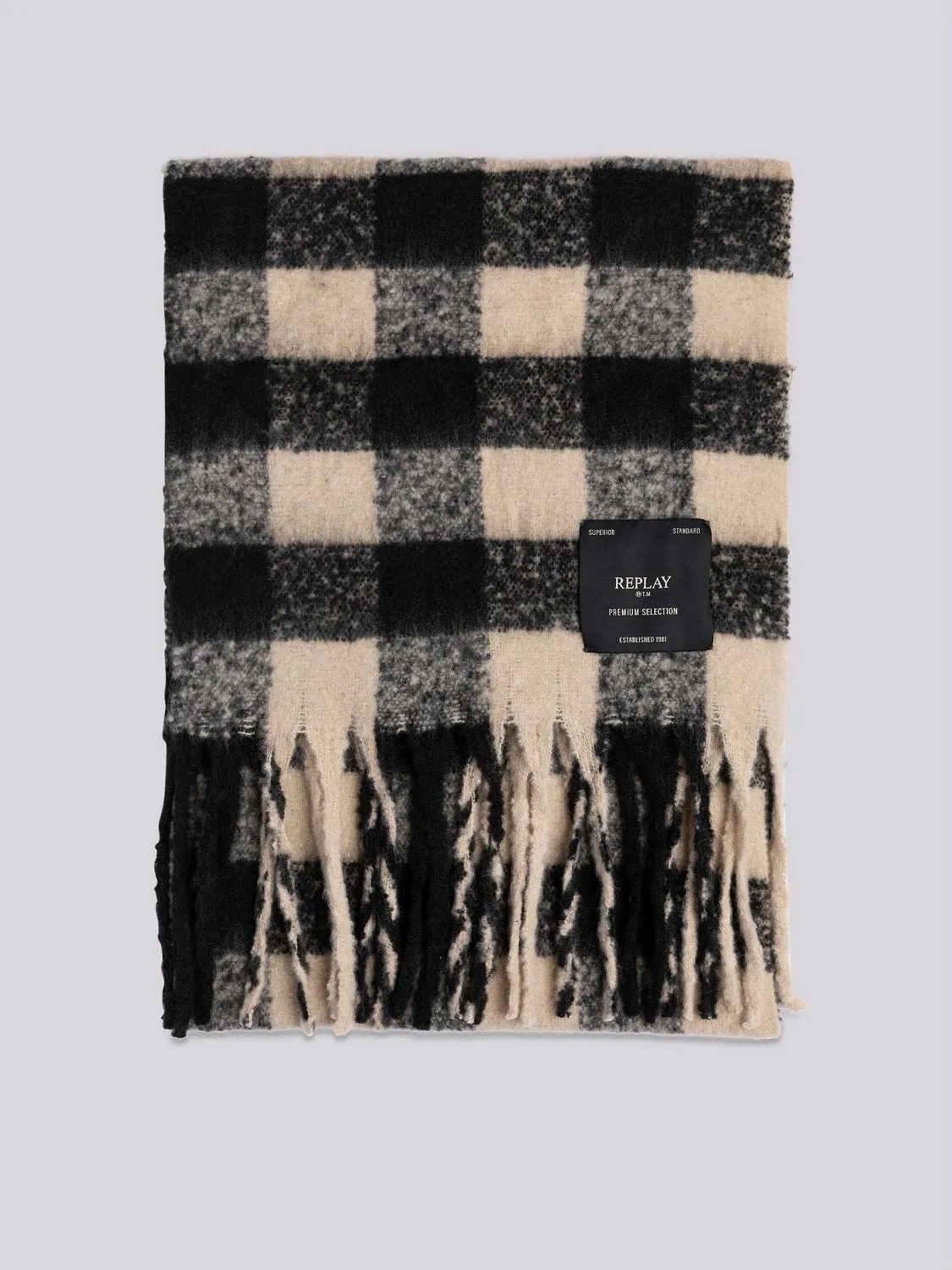 FRINGED CHEQUERED SCARF