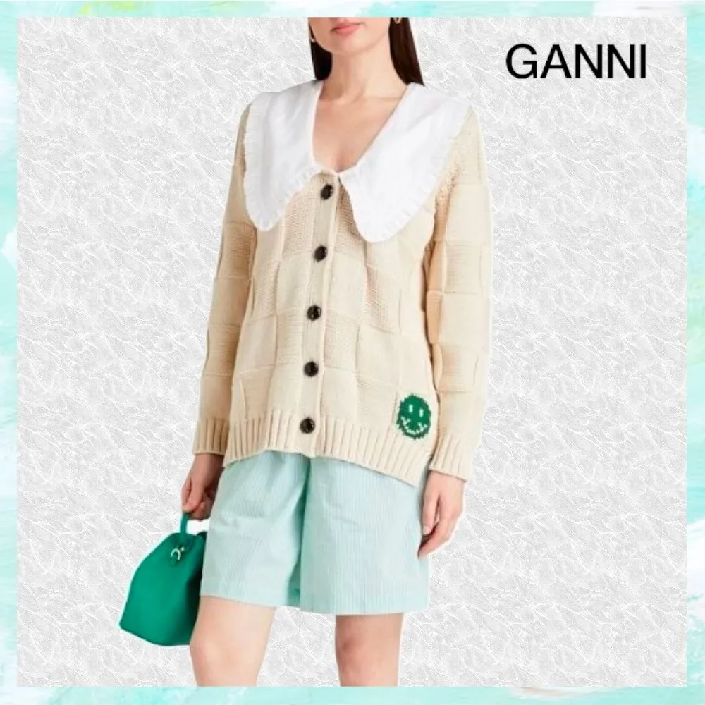 Ganni  |Casual Style Nylon Rib Blended Fabrics Street Style