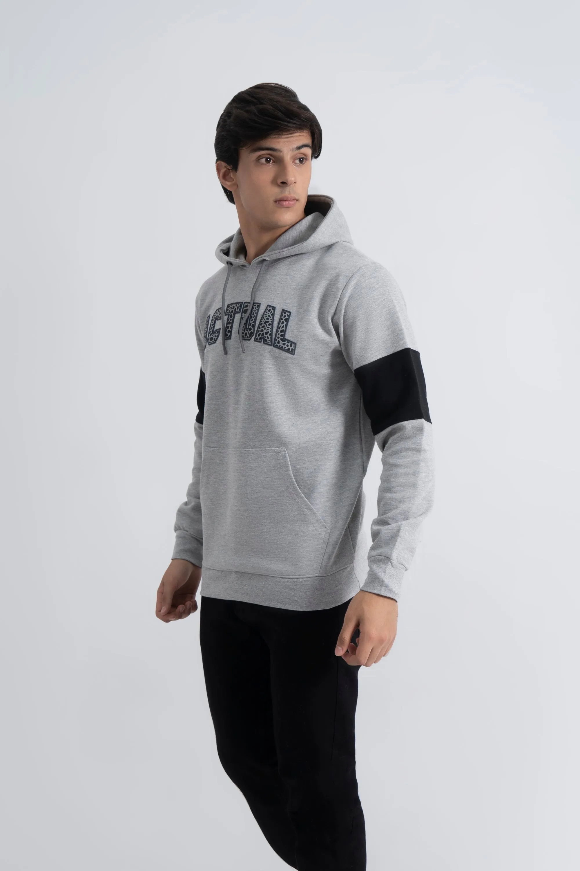 Grey Interlock Cut & Sew Hoodie