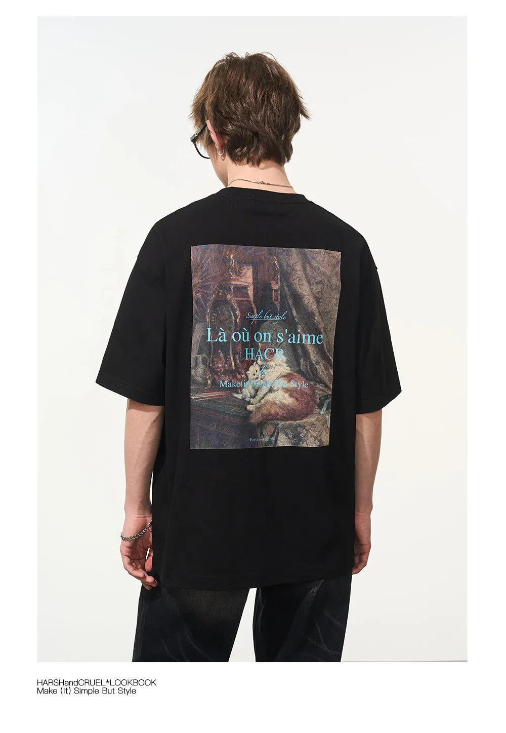 HARSH AND CRUEL  |Crew Neck Unisex Street Style Cotton Short Sleeves Oversized