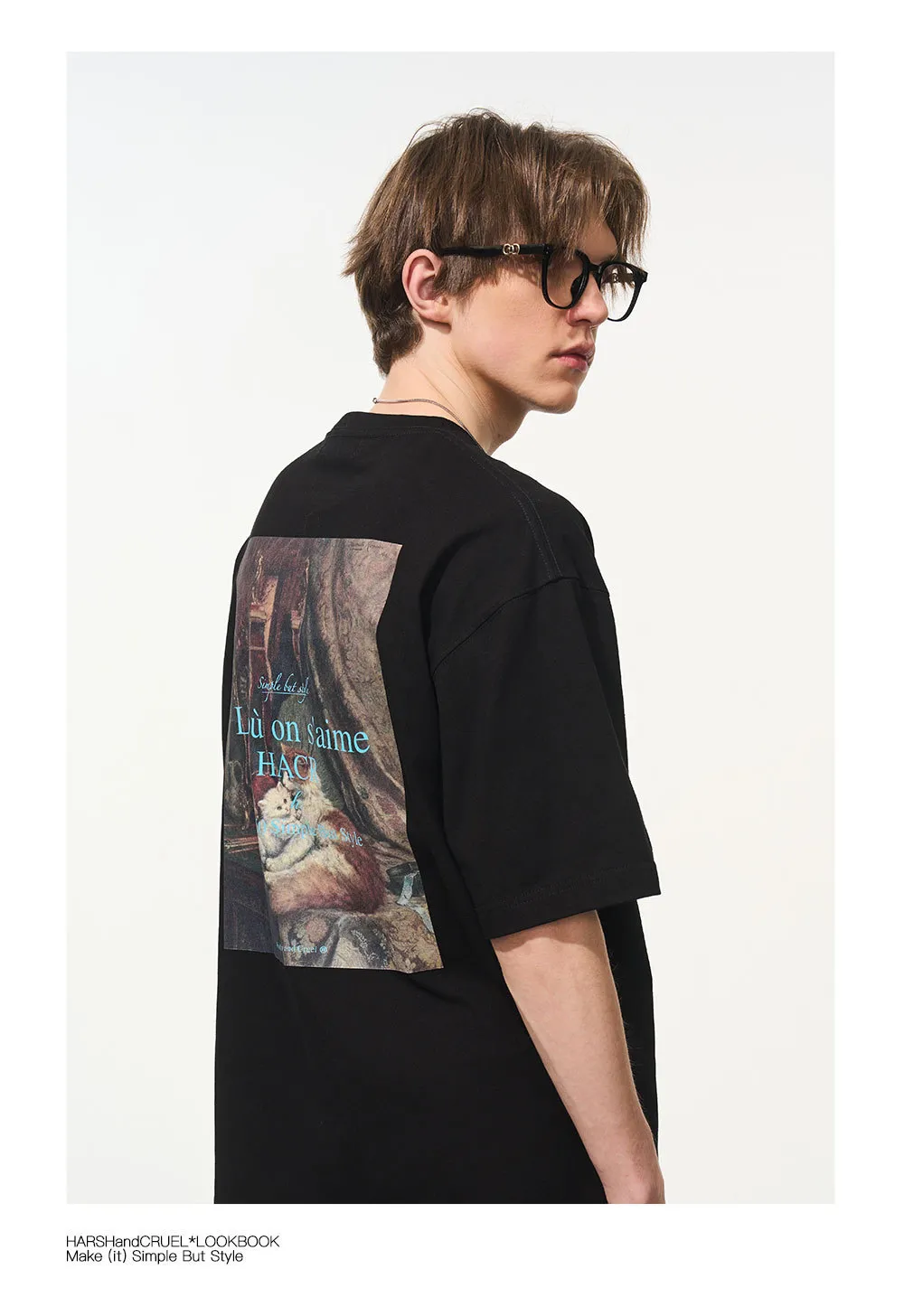 HARSH AND CRUEL  |Crew Neck Unisex Street Style Cotton Short Sleeves Oversized