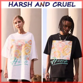 HARSH AND CRUEL  |Flower Patterns Unisex Street Style Cotton Short Sleeves