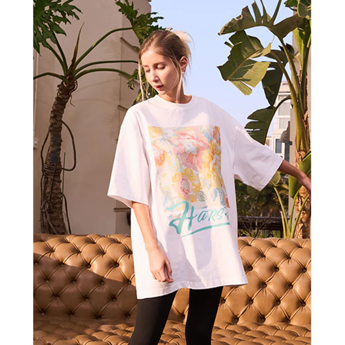 HARSH AND CRUEL  |Flower Patterns Unisex Street Style Cotton Short Sleeves