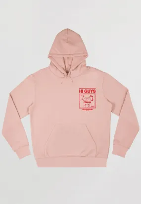 Hi Guys Peach Hoodie with Burger Graphic