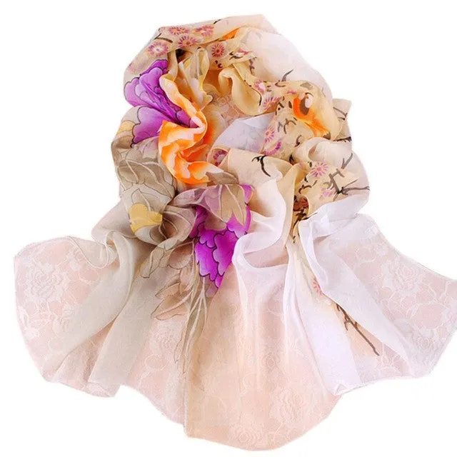 High Quality   Scarf Women Ladies Floral Scarf Soft Wrap Long Shawl Fashion Chiffon Scarf Women Foulard Femme SM6