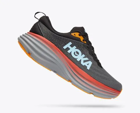 Hoka Mens Bondi 8 Athletic Shoes- Anthracite/Castlerock