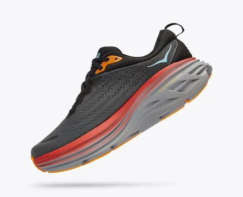 Hoka Mens Bondi 8 Athletic Shoes- Anthracite/Castlerock