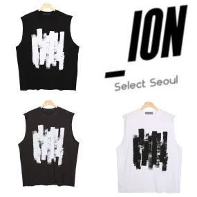 IONSEOUL  |Unisex Street Style Plain Cotton Oversized Logo T-Shirts