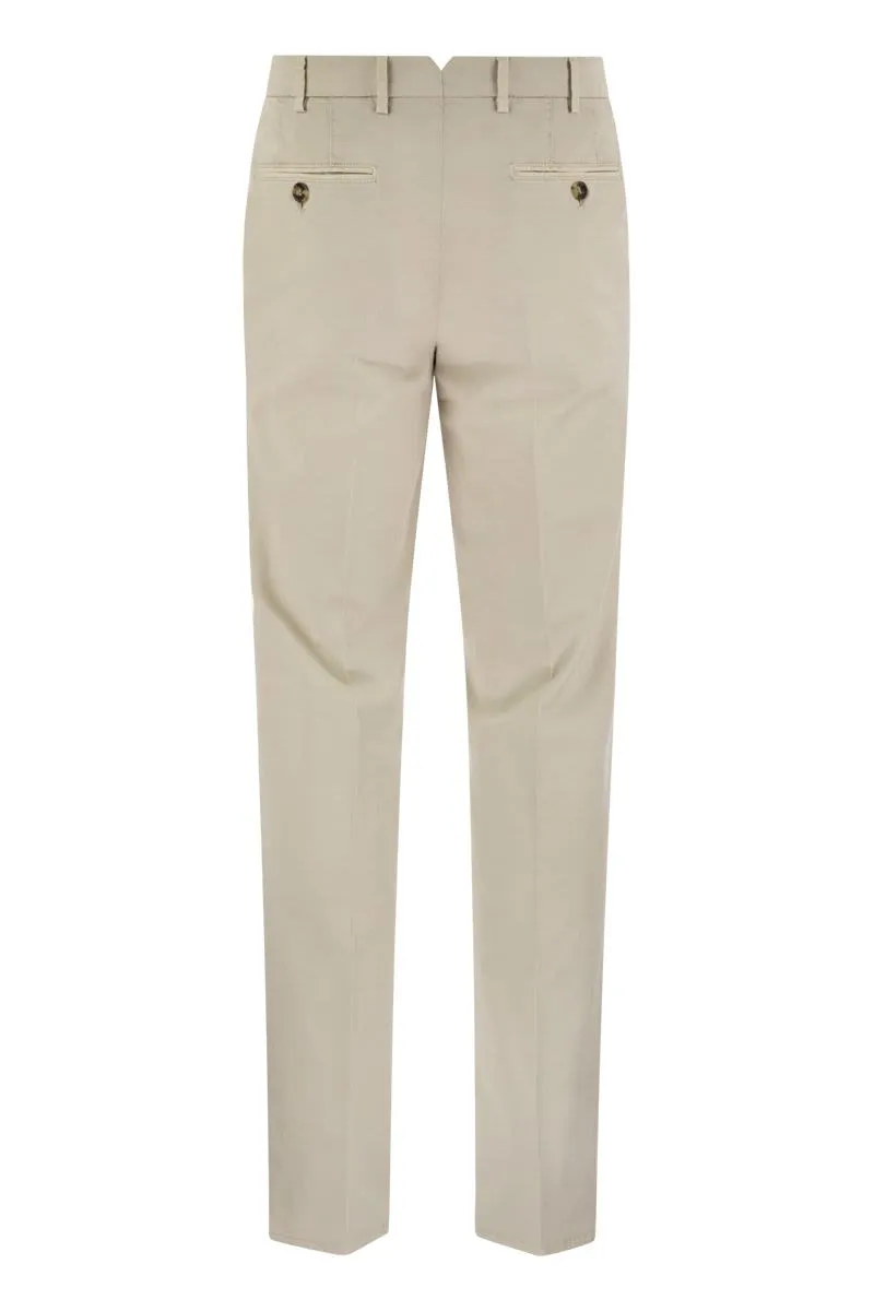 ITALIAN FIT COTTON GABARDINE TROUSERS