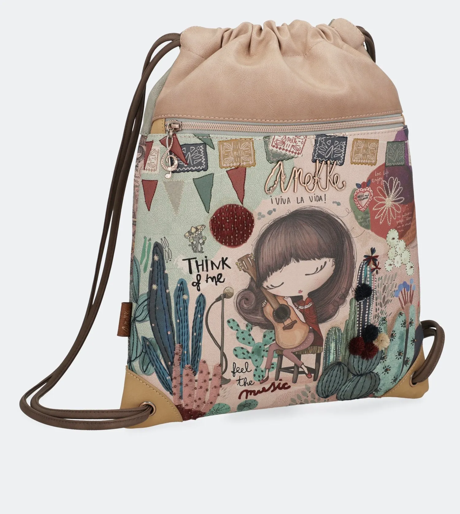 Ixchel Drawstring backpack with a zip