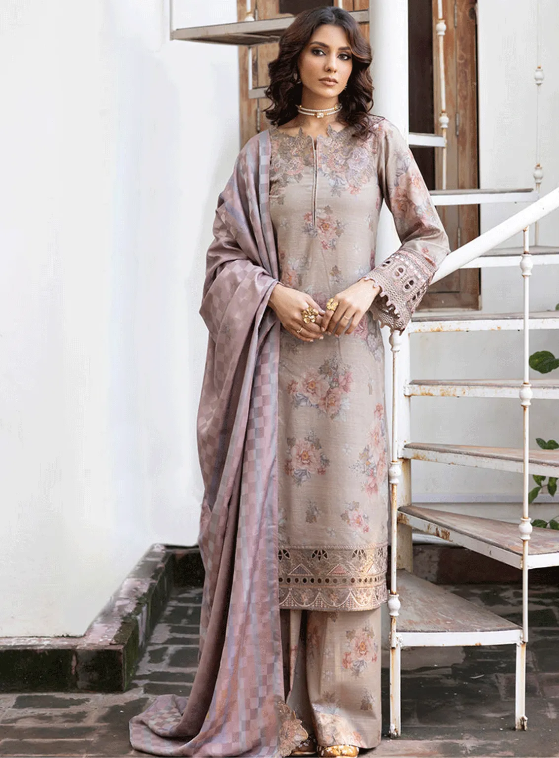 Jahanara By Iznik Embroidered Slub Unstitched 3 Piece Suit - 2 PEYMAN