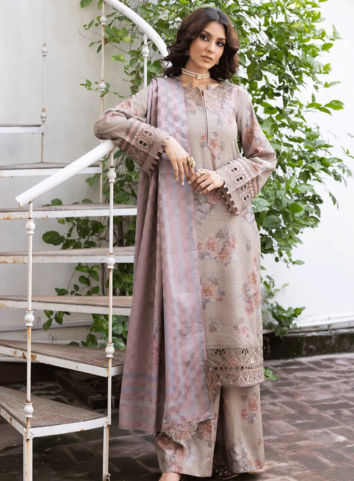 Jahanara By Iznik Embroidered Slub Unstitched 3 Piece Suit - 2 PEYMAN