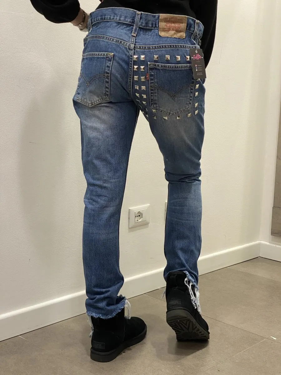 Jeans lunghi Levi's Vintage a caramella con borchie a piramide intorno alla tasca