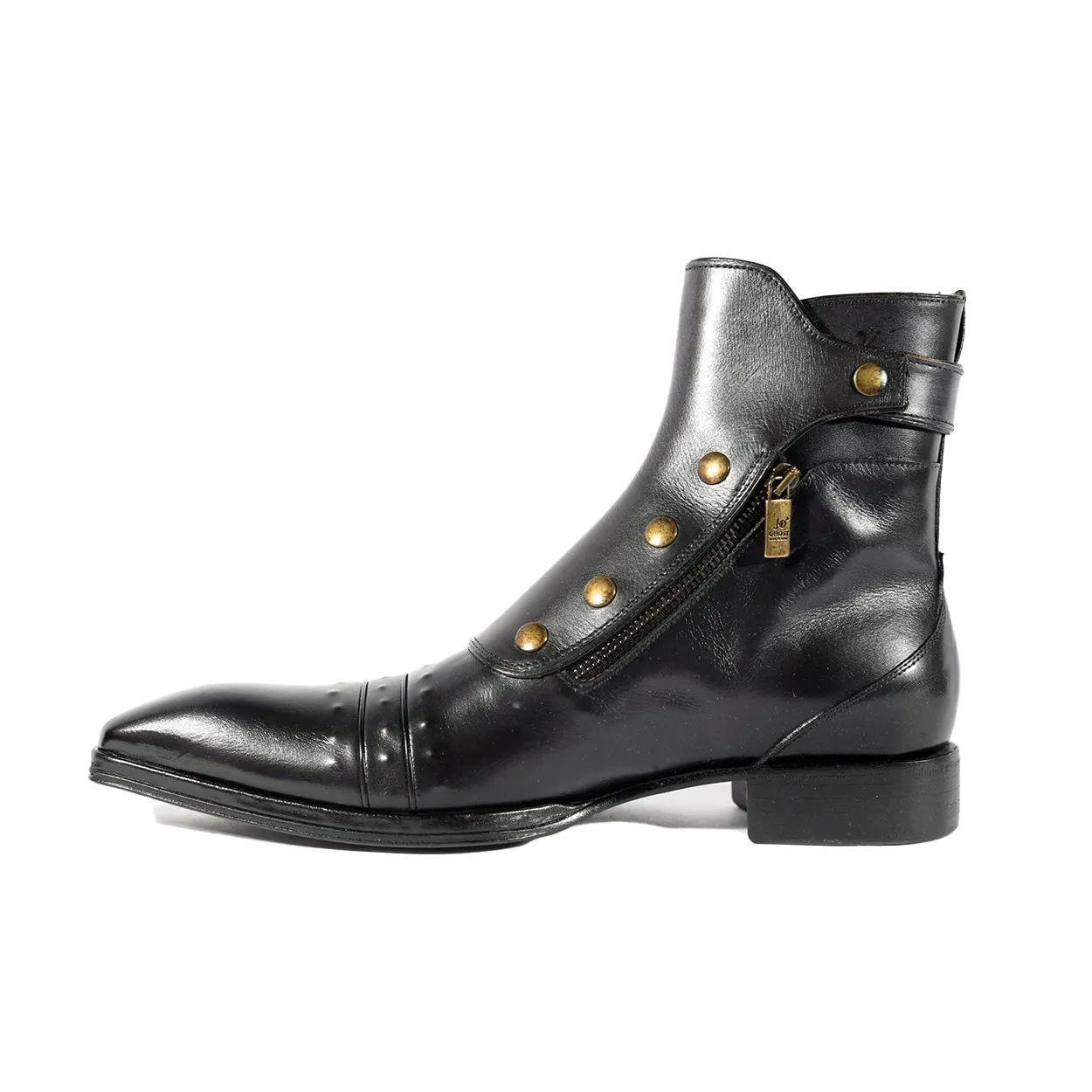 Jo Ghost 3206 Men's Shoes Black Calf-Skin Leather Buckle Boots (JG5318)