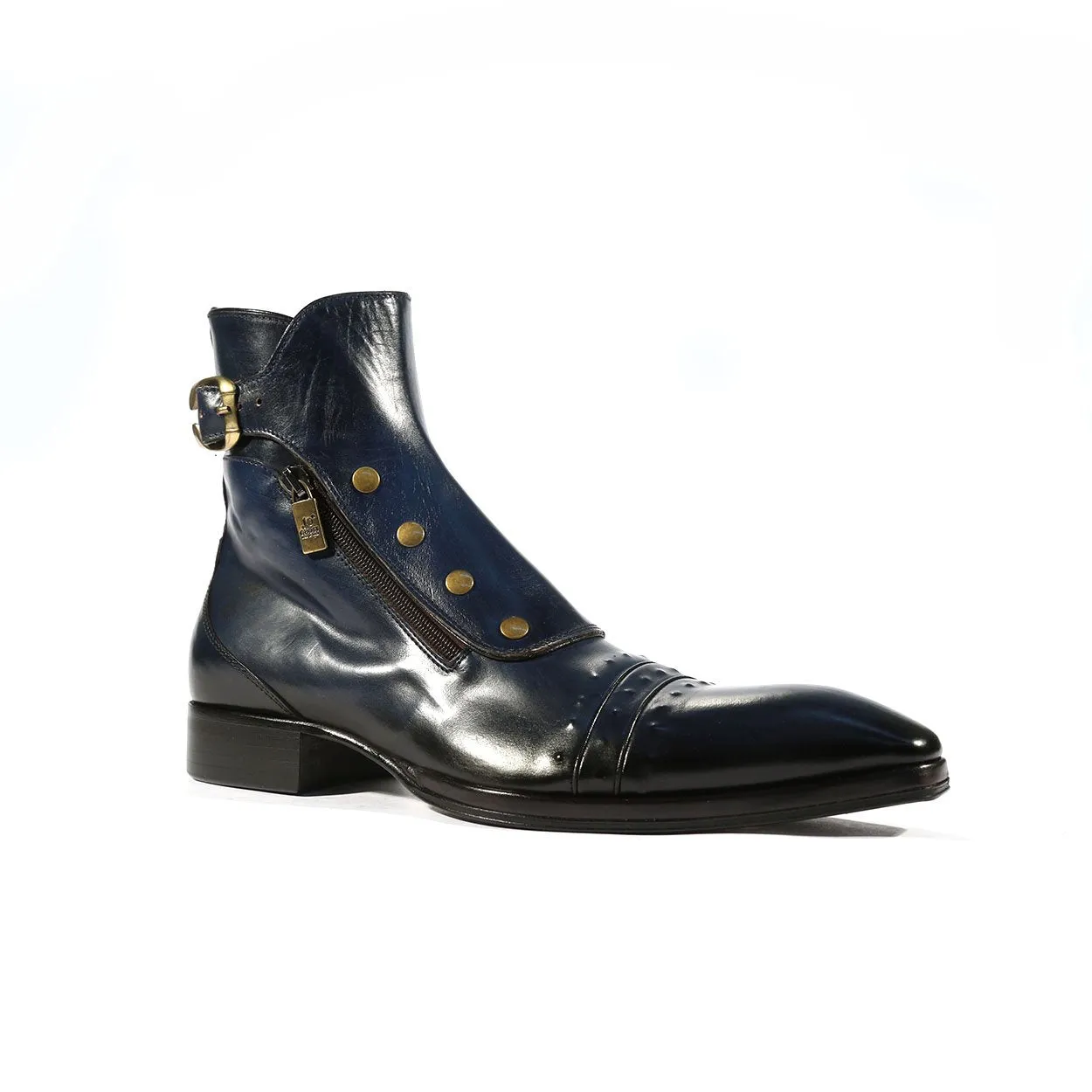 Jo Ghost 3206 Men's Shoes Navy Calf-Skin Leather Boots (JG5251)