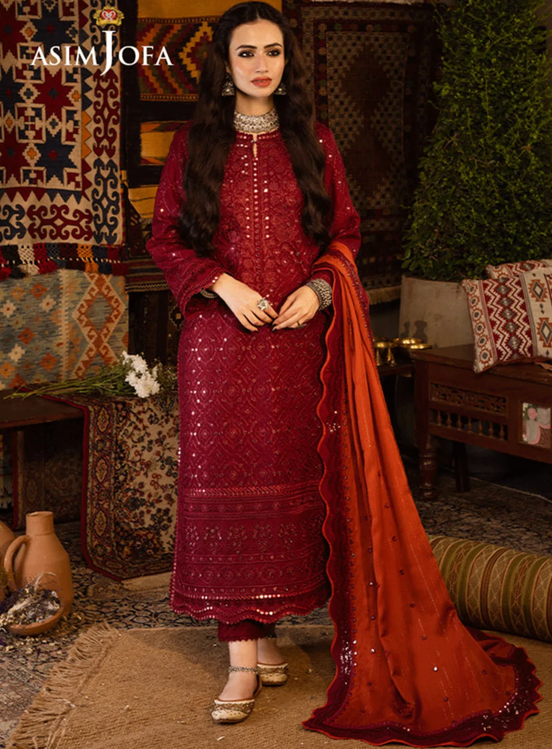 Kashmiri Taanka By Asim Jofa Embroidered Self Twill Unstitched 3 Piece Suit - AJ23KT 02