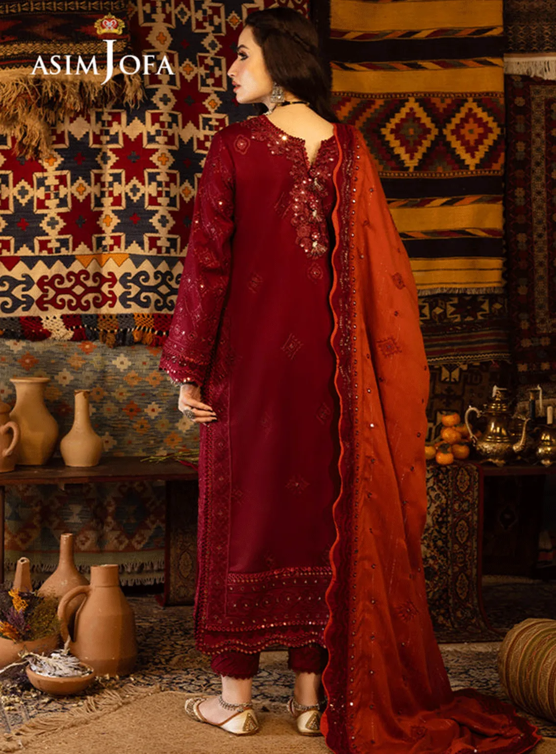 Kashmiri Taanka By Asim Jofa Embroidered Self Twill Unstitched 3 Piece Suit - AJ23KT 02