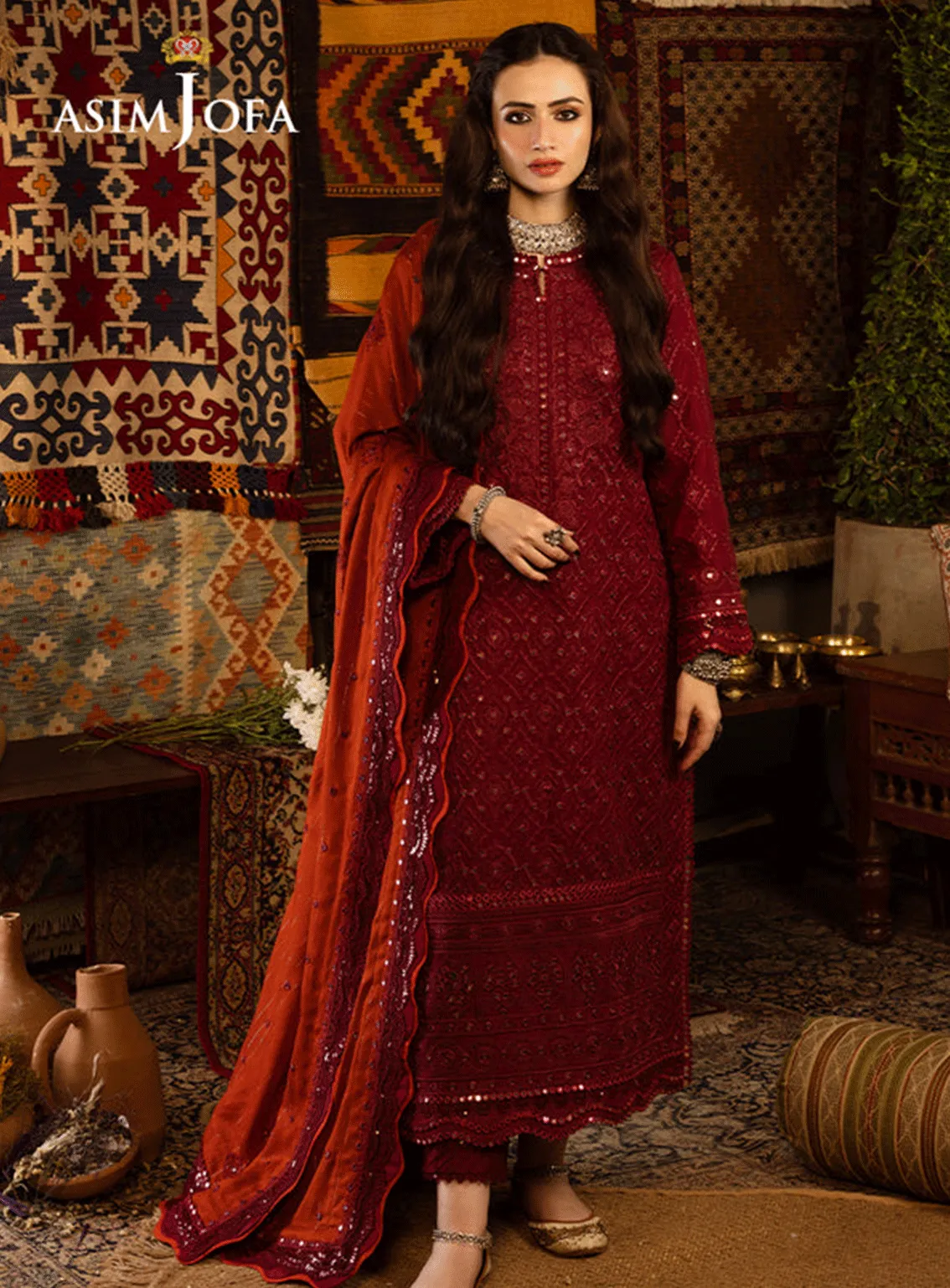 Kashmiri Taanka By Asim Jofa Embroidered Self Twill Unstitched 3 Piece Suit - AJ23KT 02