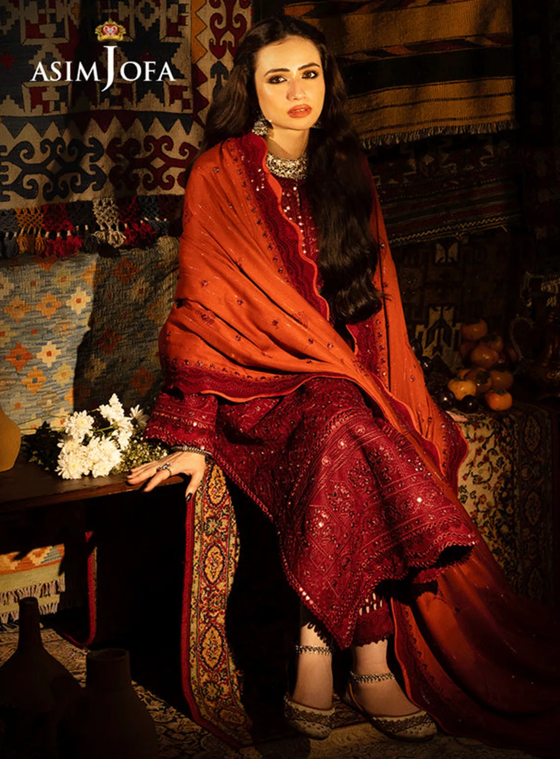 Kashmiri Taanka By Asim Jofa Embroidered Self Twill Unstitched 3 Piece Suit - AJ23KT 02