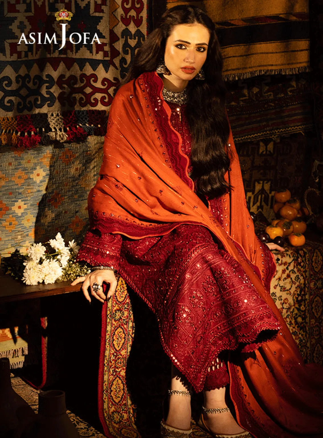 Kashmiri Taanka By Asim Jofa Embroidered Self Twill Unstitched 3 Piece Suit - AJ23KT 02