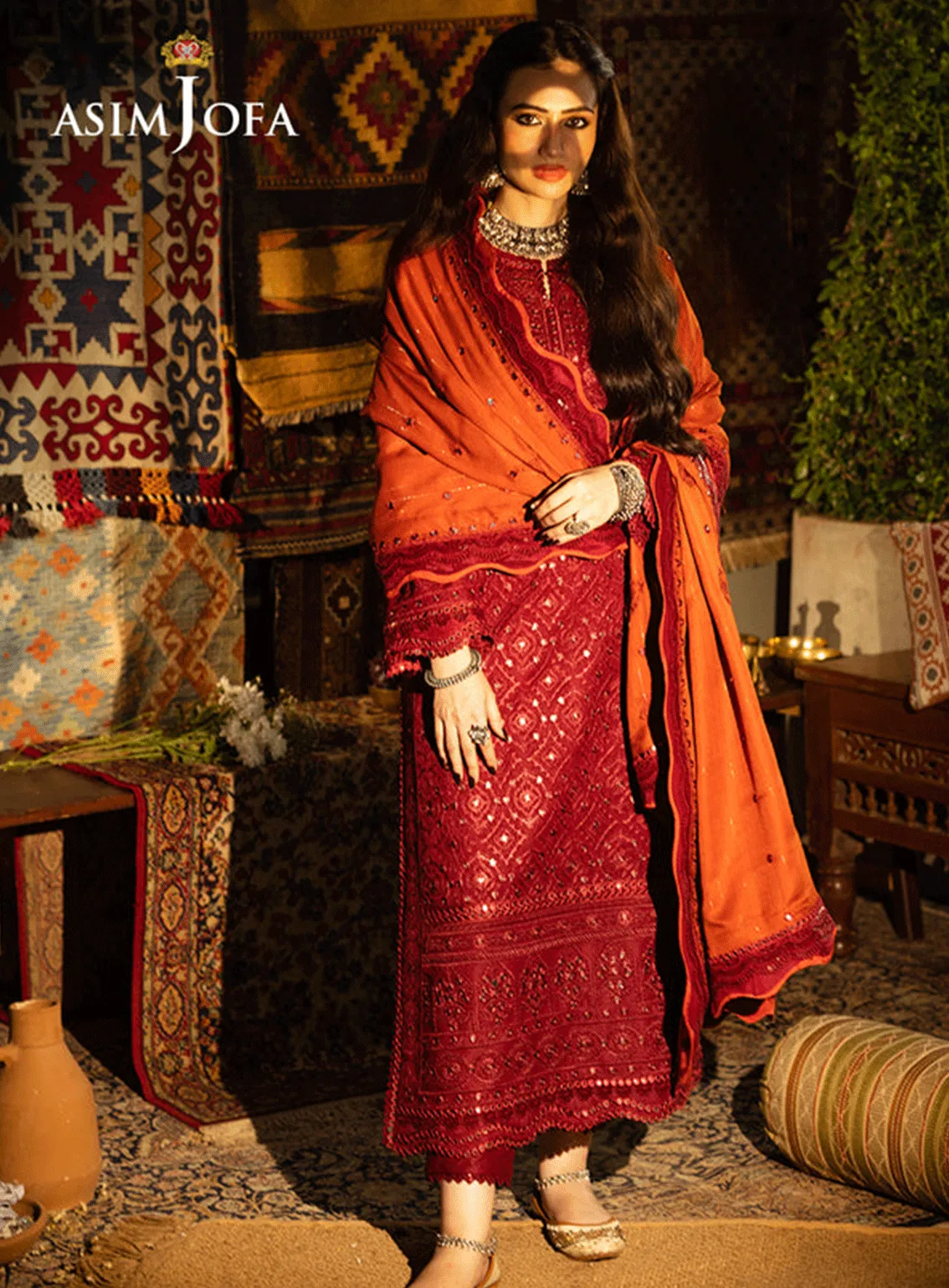 Kashmiri Taanka By Asim Jofa Embroidered Self Twill Unstitched 3 Piece Suit - AJ23KT 02