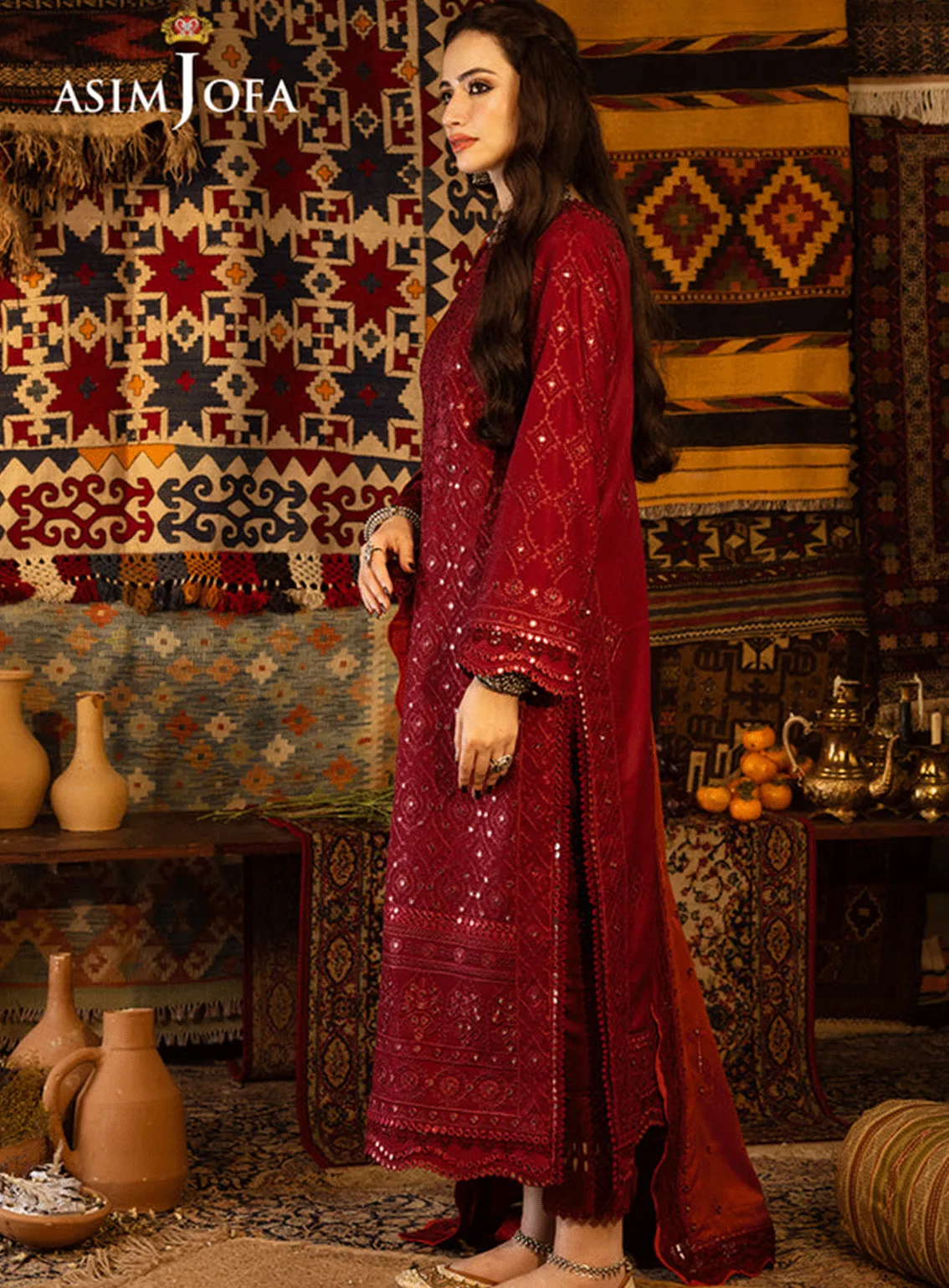 Kashmiri Taanka By Asim Jofa Embroidered Self Twill Unstitched 3 Piece Suit - AJ23KT 02