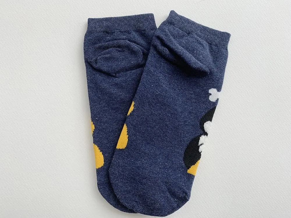 Kawaii Cute Ankle Socks - Puppies Navy Blue