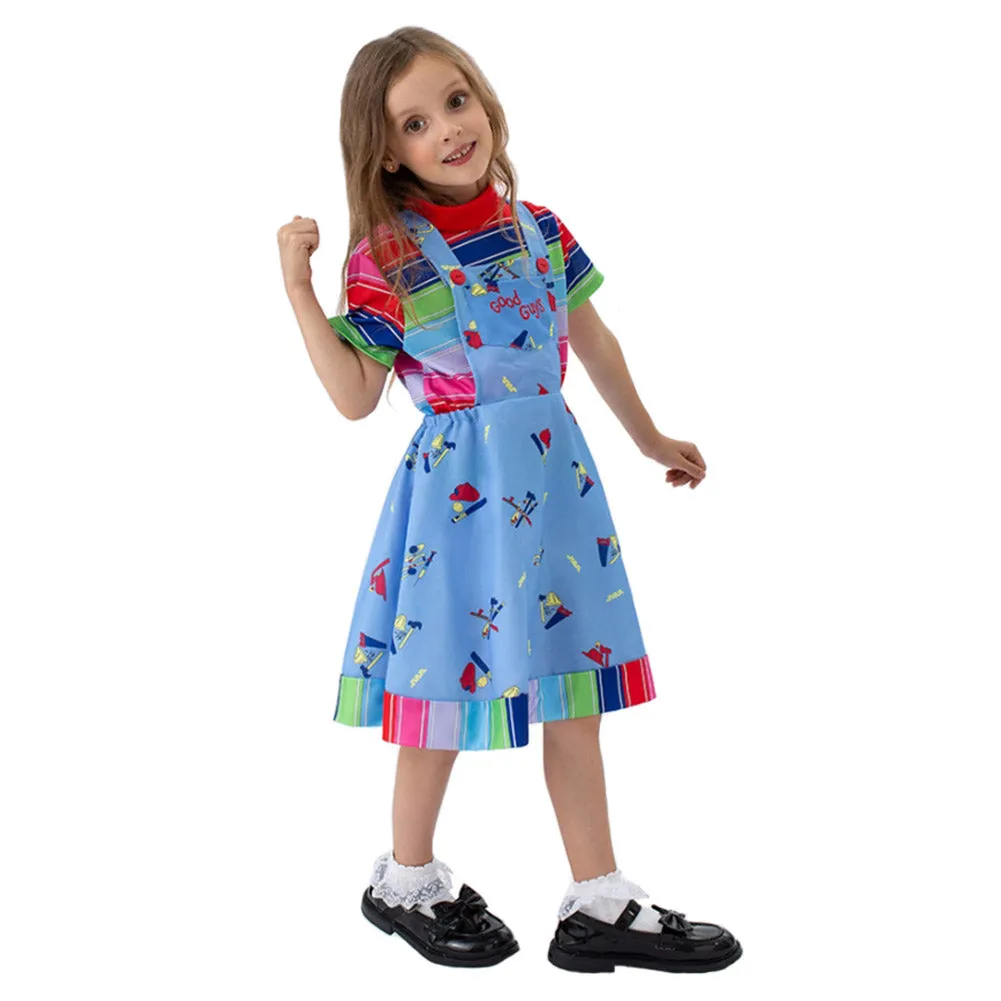 Kids Girls Chucky Cosplay Costume Dress Outfits Halloween Carnival Suit