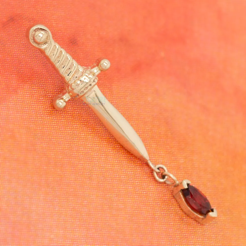 Kiss of Death Threaded End in Gold with Single Garnet