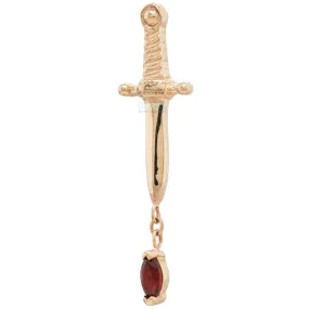 Kiss of Death Threaded End in Gold with Single Garnet