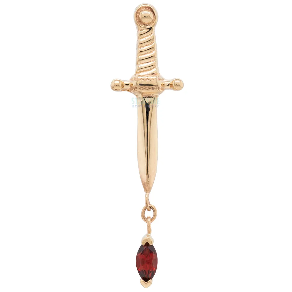 Kiss of Death Threaded End in Gold with Single Garnet