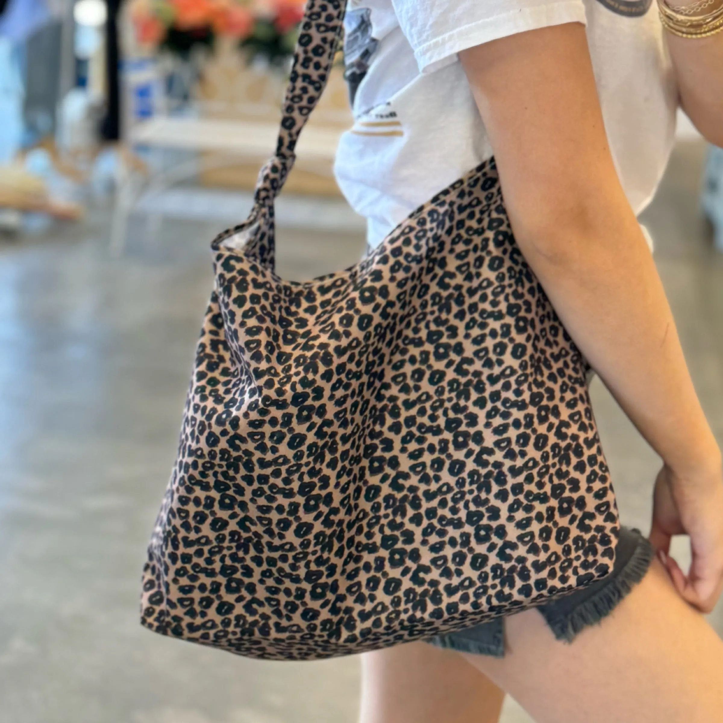 Leopard Print Canvas Tote Bag