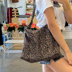 Leopard Print Canvas Tote Bag