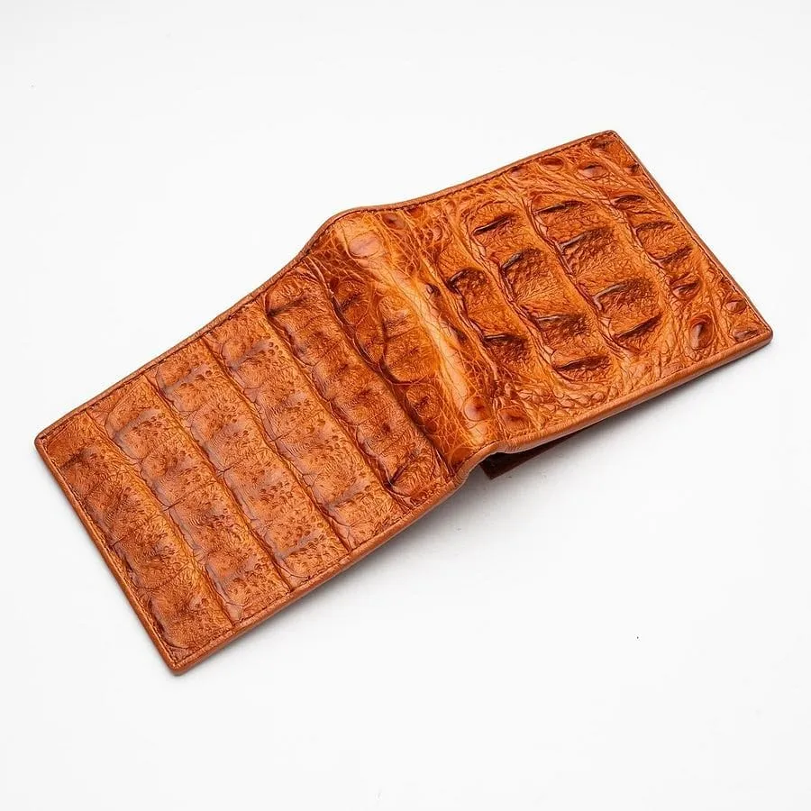 Light Brown Genuine Big Hornback Skin Crocodile Wallet