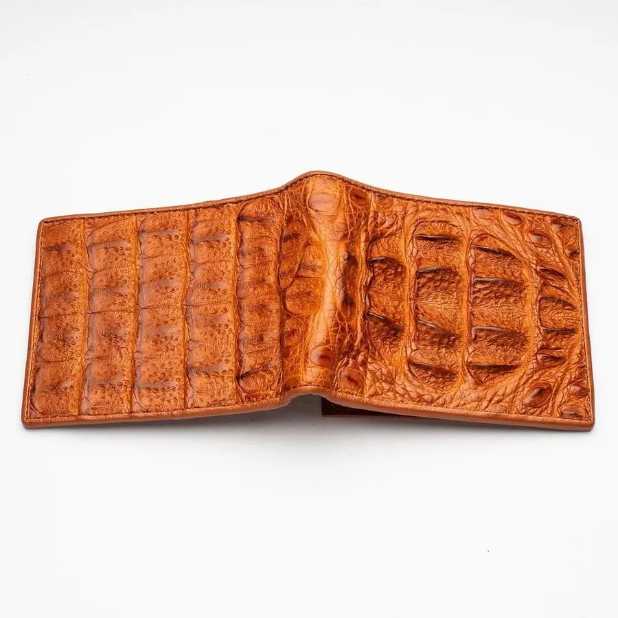 Light Brown Genuine Big Hornback Skin Crocodile Wallet