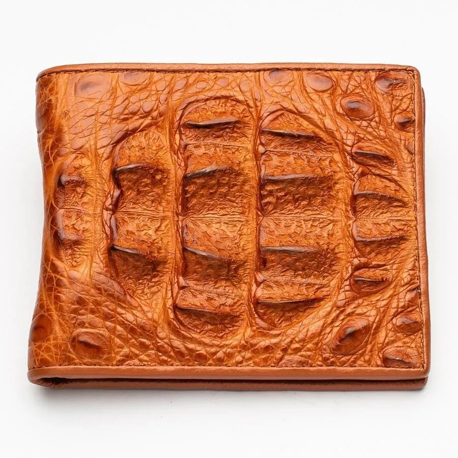 Light Brown Genuine Big Hornback Skin Crocodile Wallet