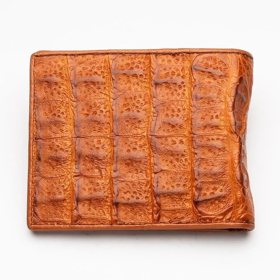 Light Brown Genuine Big Hornback Skin Crocodile Wallet