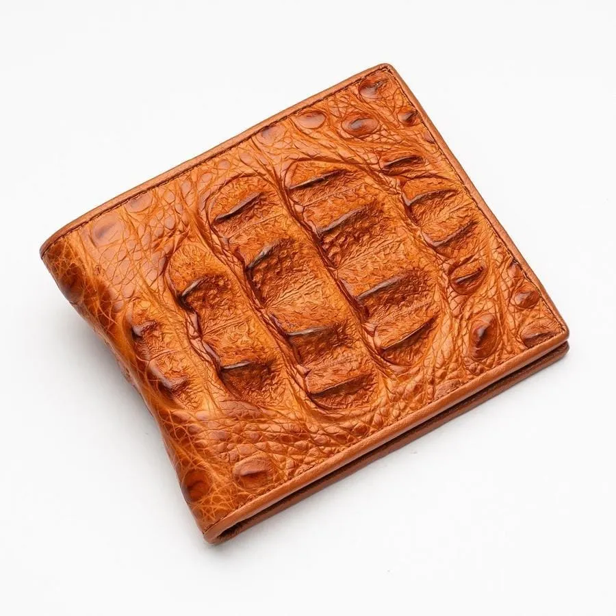 Light Brown Genuine Big Hornback Skin Crocodile Wallet