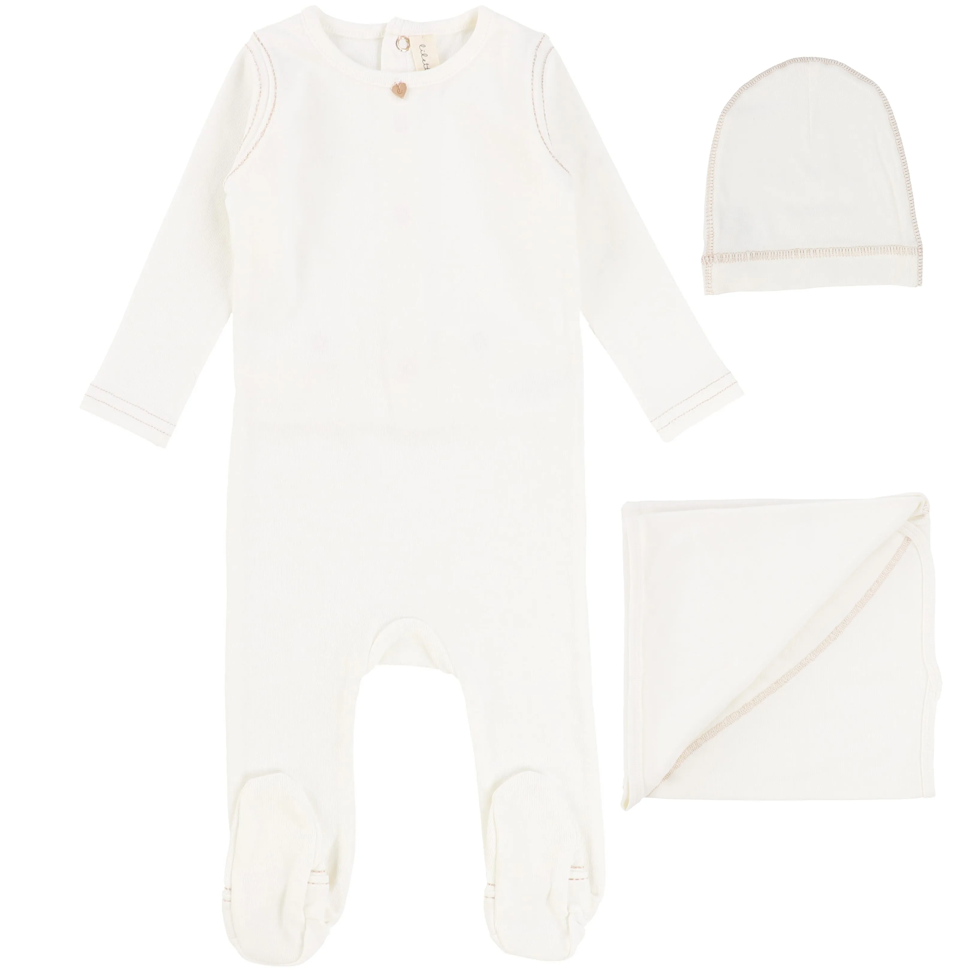 Lilette by Lil Legs White/Rose Gold Charm Layette Set