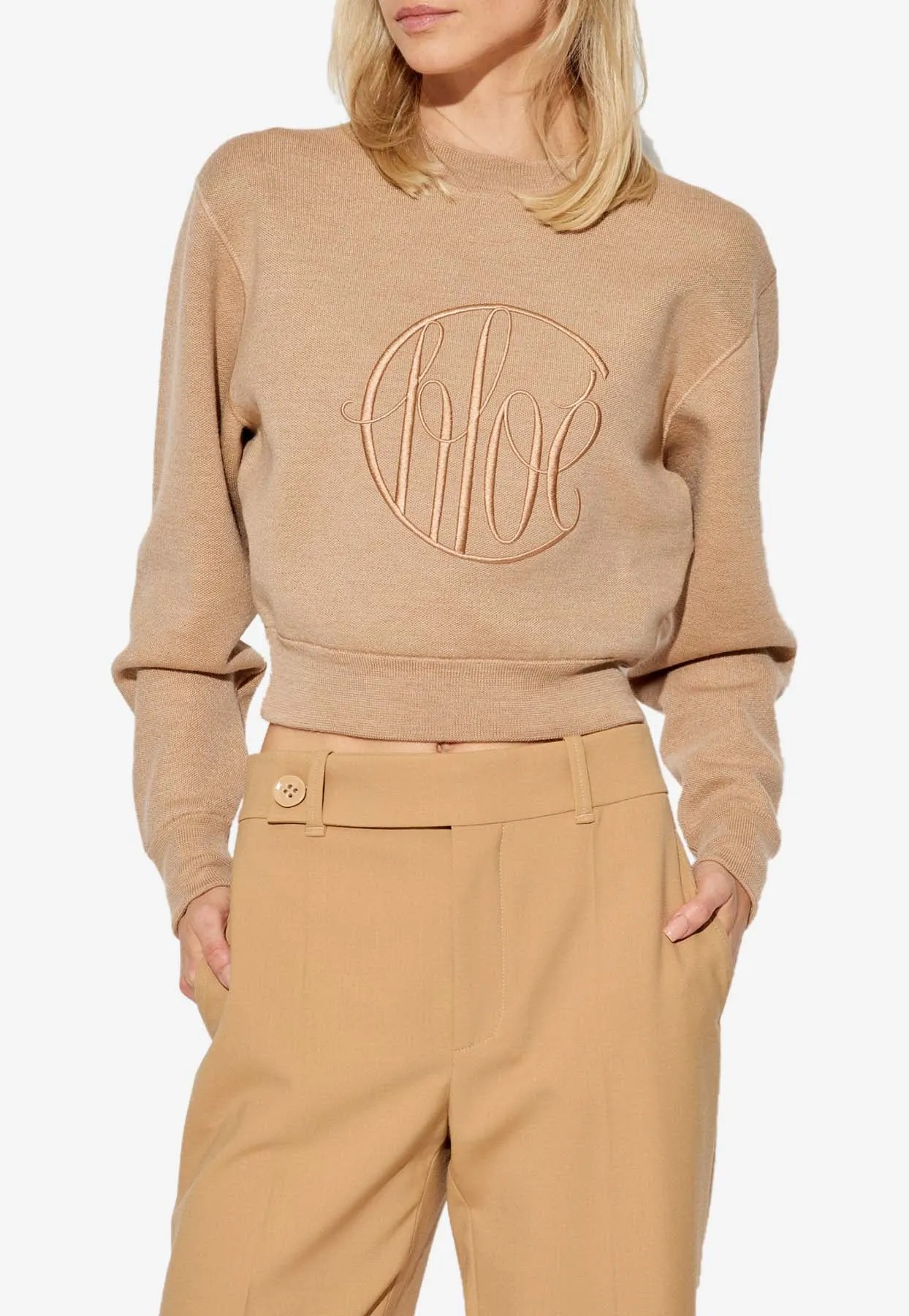 Logo-Embroidered Wool Knit Sweater