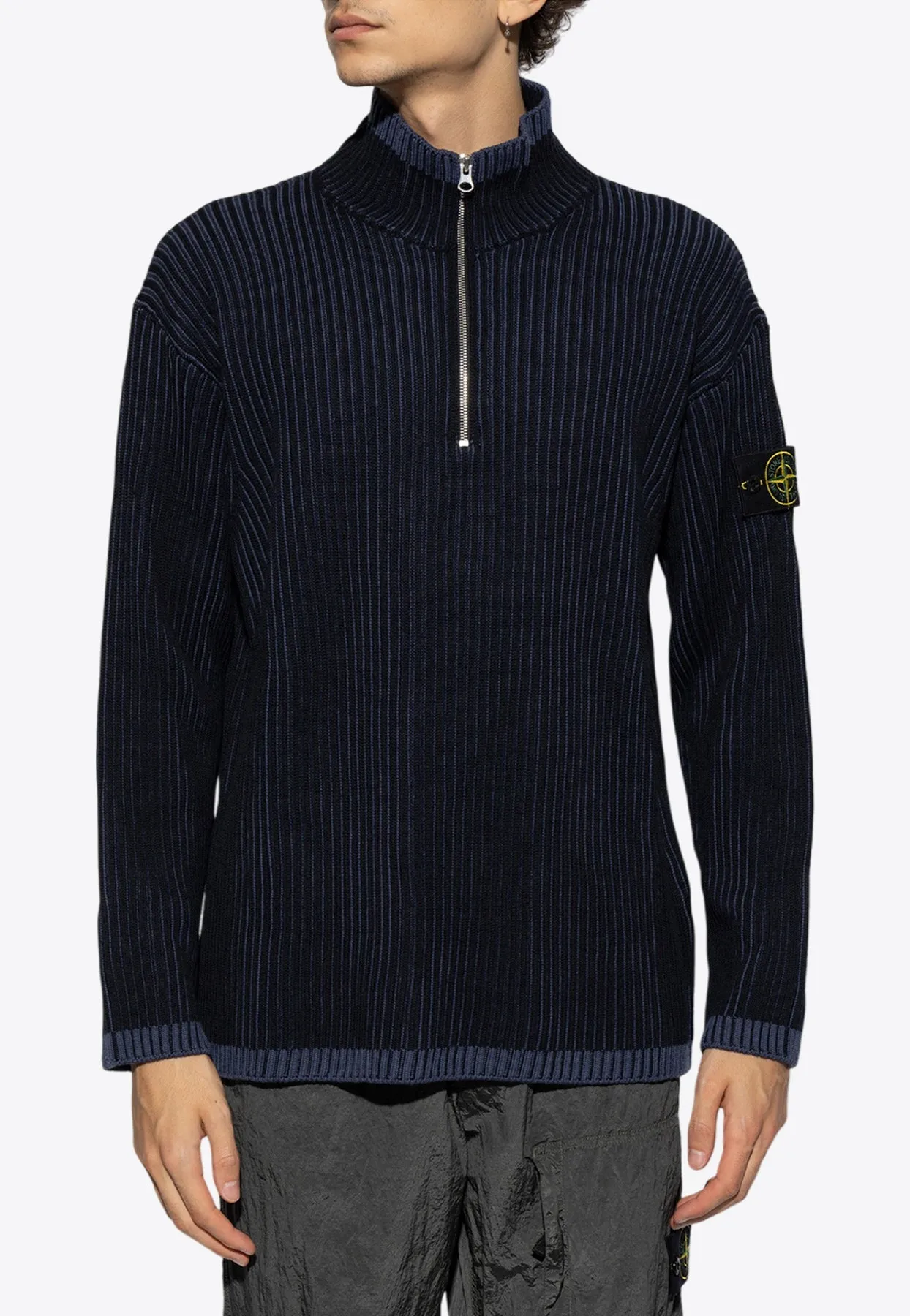 Logo Patch Half-Zip Knitted Sweater