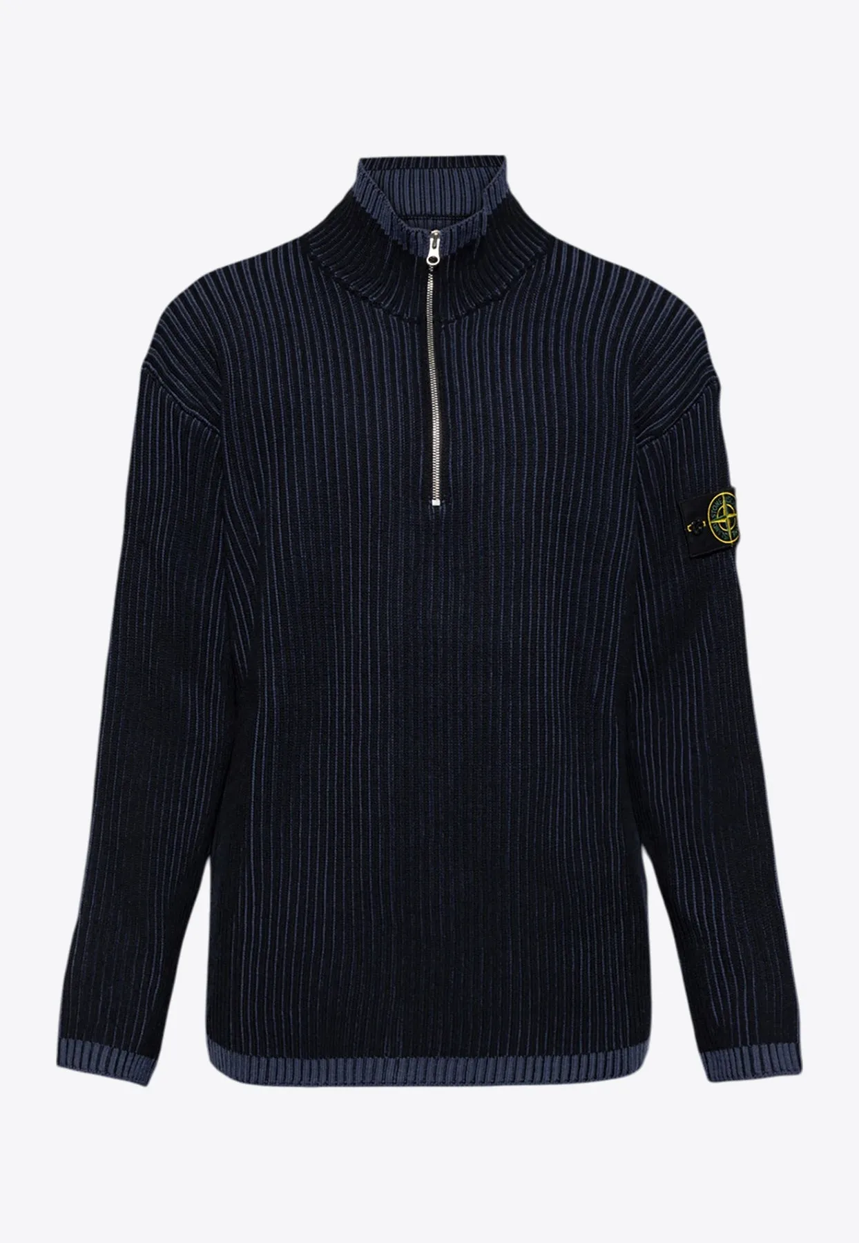 Logo Patch Half-Zip Knitted Sweater