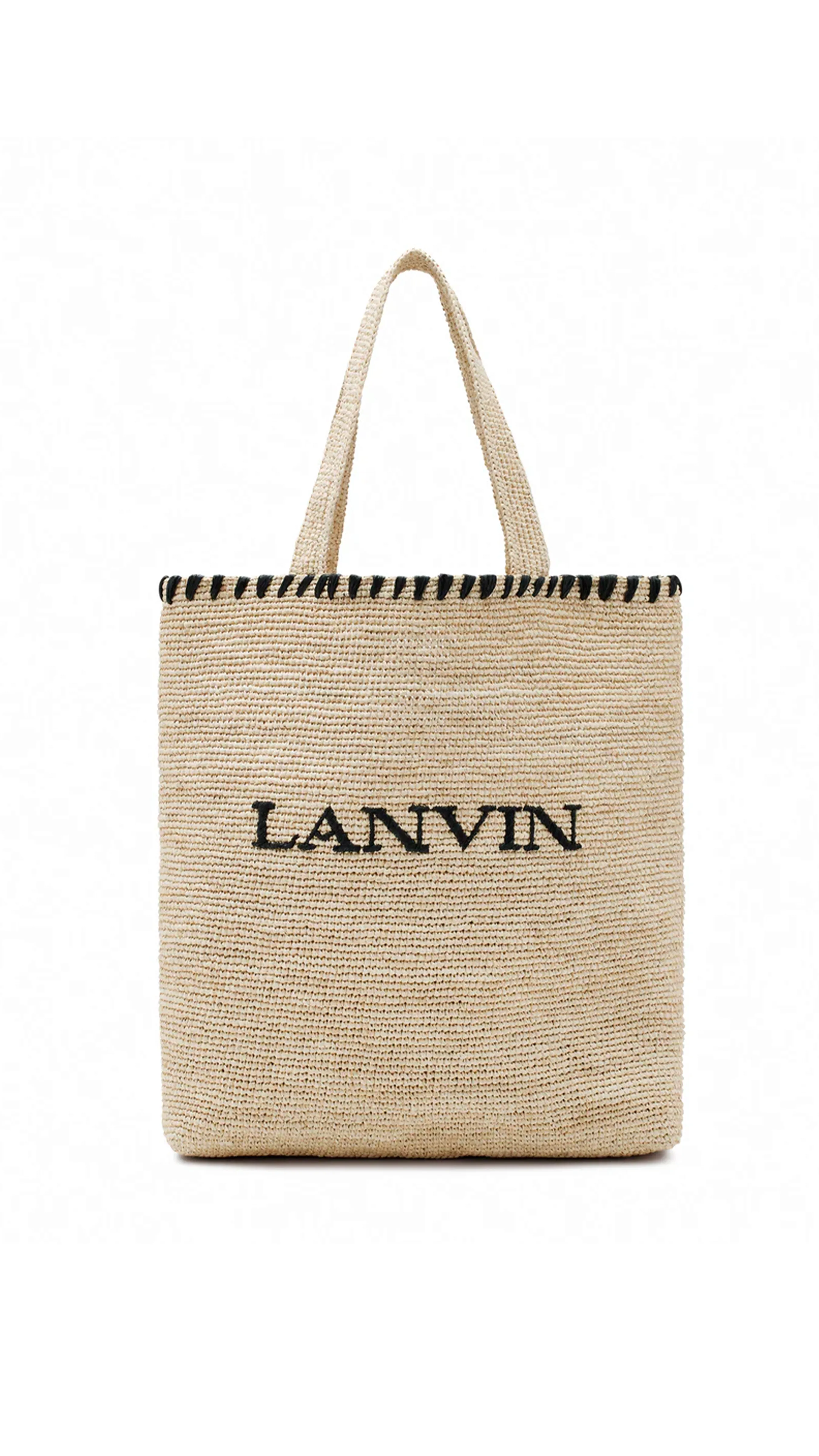 Logo Raffia Tote Bag - Natural/Black