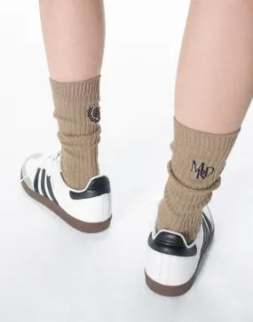 LONG SOCKS MRD LOGO DARKBEIGE NAVY