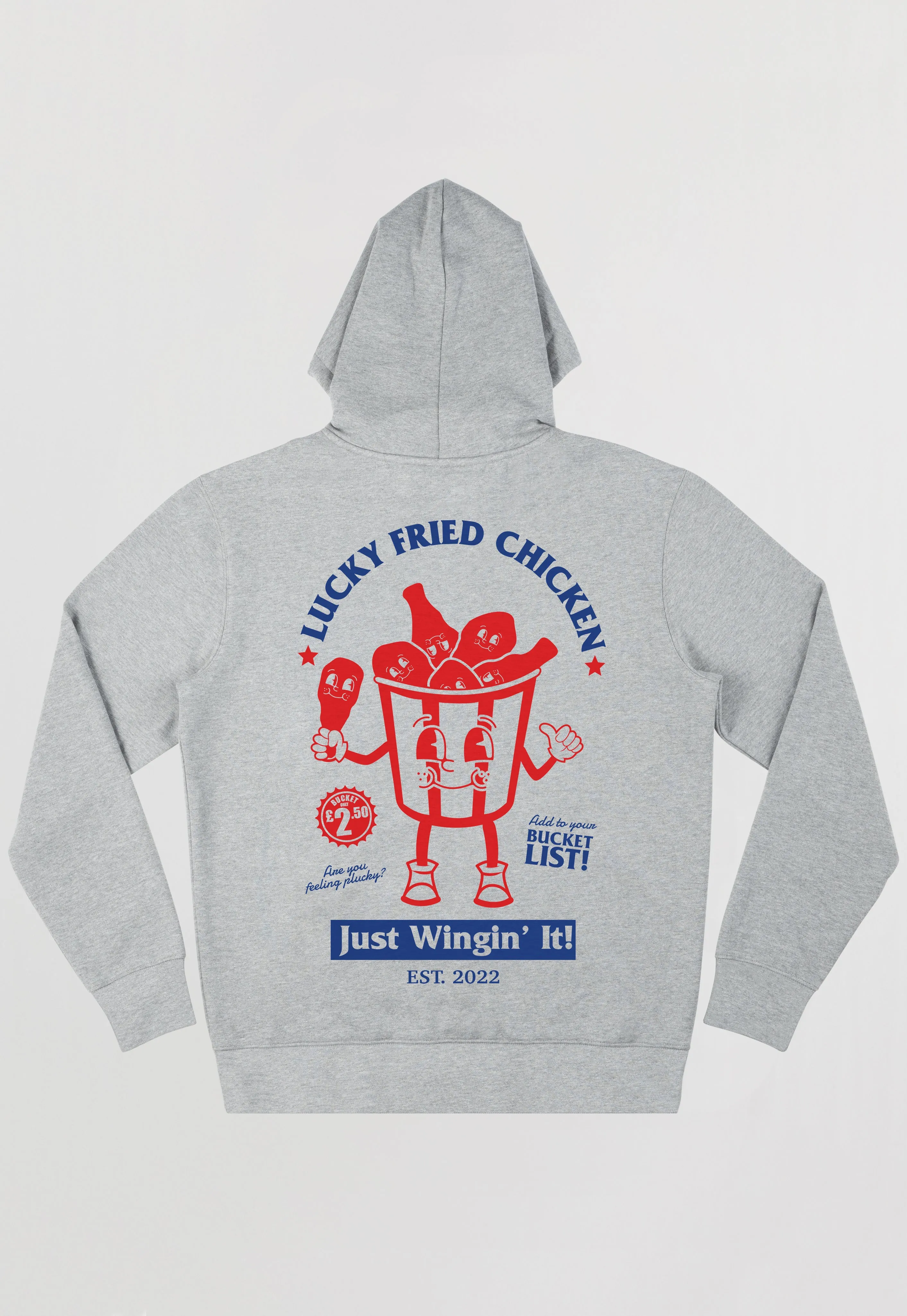 Lucky Fried Chicken Graphic Hoodie In Grey