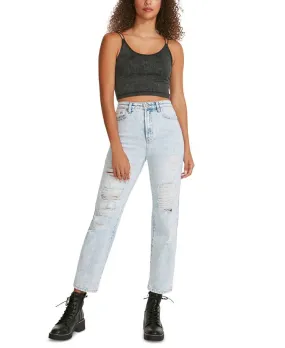 Madden Girl Junior's Ripped Dad Jeans Blue Size 26