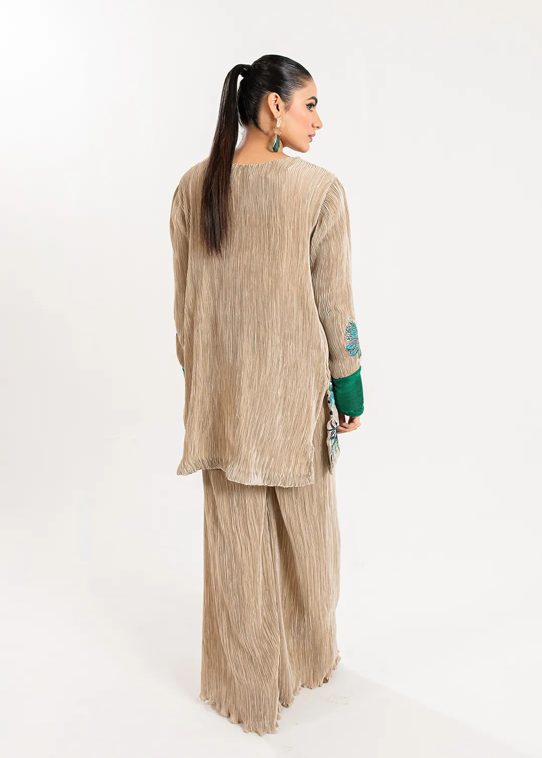 Maria Osama Khan Claire Pleated Silk Luxury Pret 2Pc Suit - Stardust